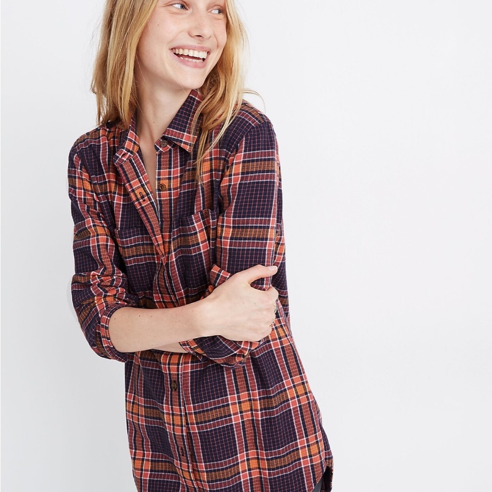 Madewell Flannel Classic Ex-Boyfriend Shirt in Edith Plaid (Size M)